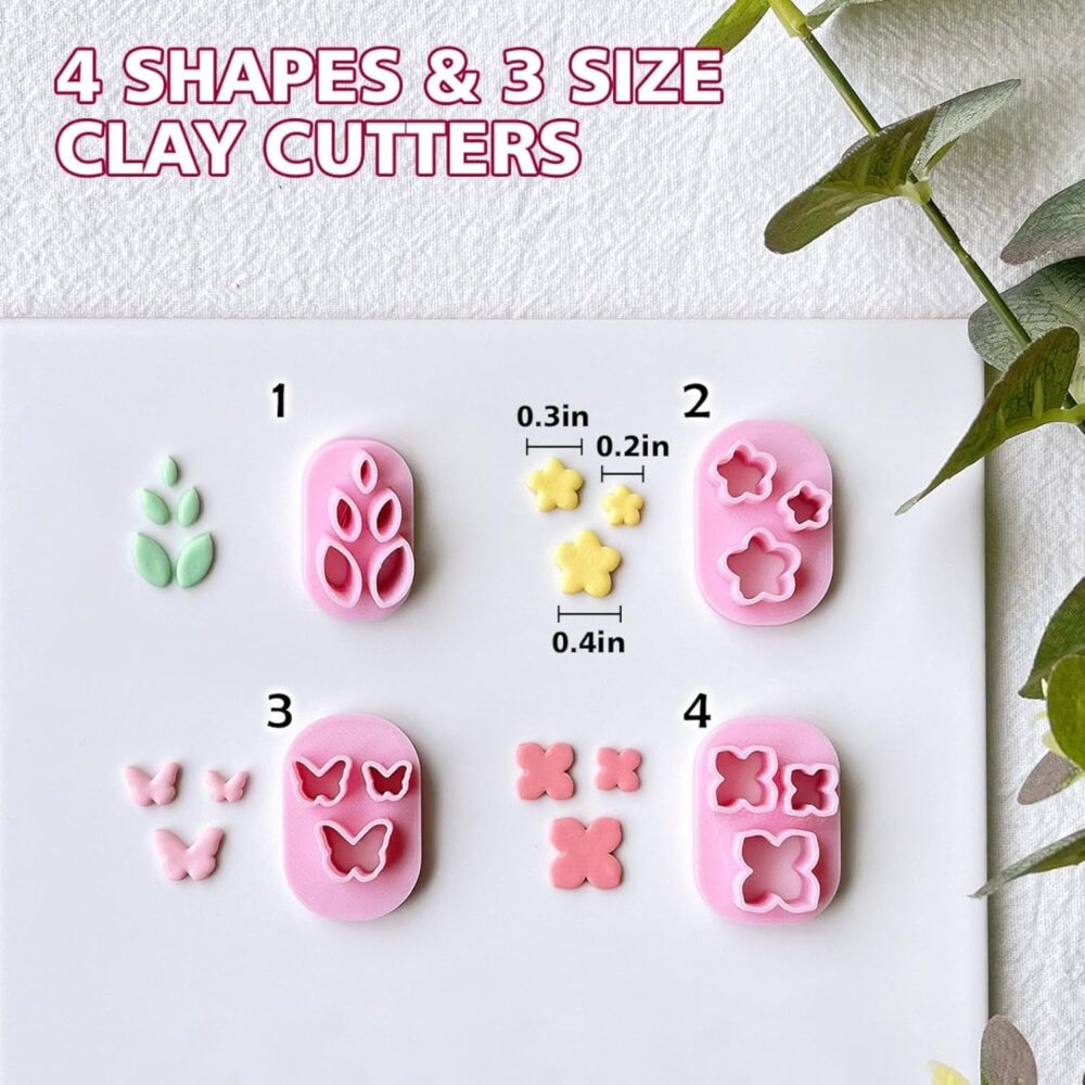 Polymer Clay Cutters-- Mini Floral, Leaf, Butterfly Shapes for Earrings Making