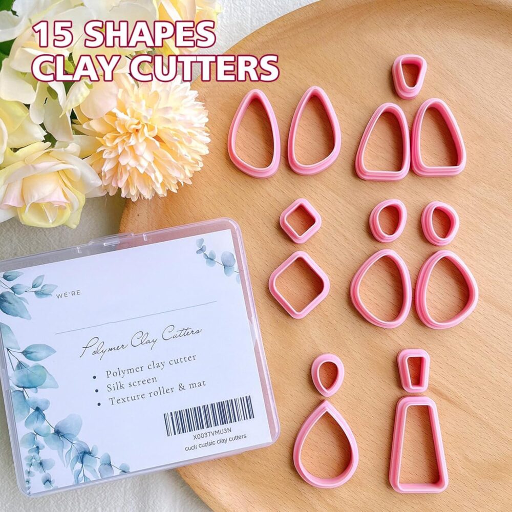 Organic Shape Cutters for Polymer Clay Jewelry, Set of 15