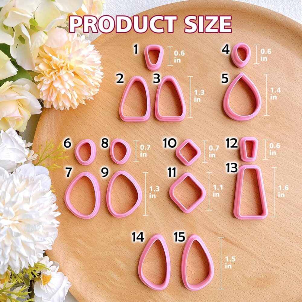 Organic Shape Cutters for Polymer Clay Jewelry, Set of 15