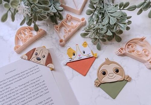 3D ORIGINS Animal Corner Bookmark Clay Cutters, Polymer Clay, 5cm, DIY Craft, Book Lover Gift, 4 Piece Set