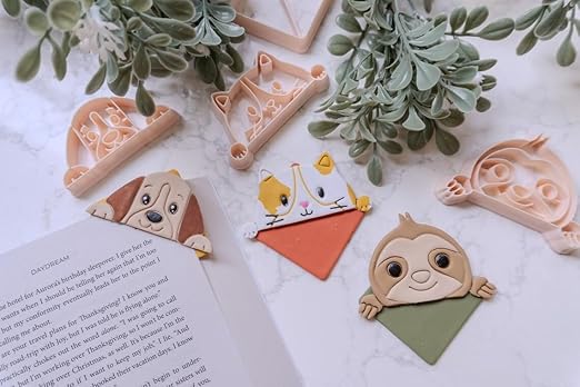 3D ORIGINS Animal Corner Bookmark Clay Cutters, Polymer Clay, 5cm, DIY Craft, Book Lover Gift, 4 Piece Set