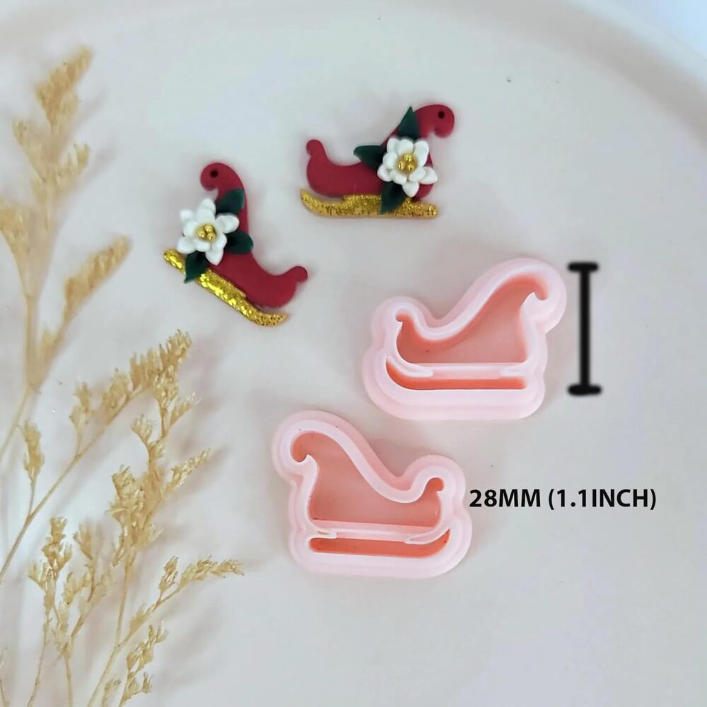 Santa's Sleigh Christmas Polymer Clay Cutter Mirrored Set