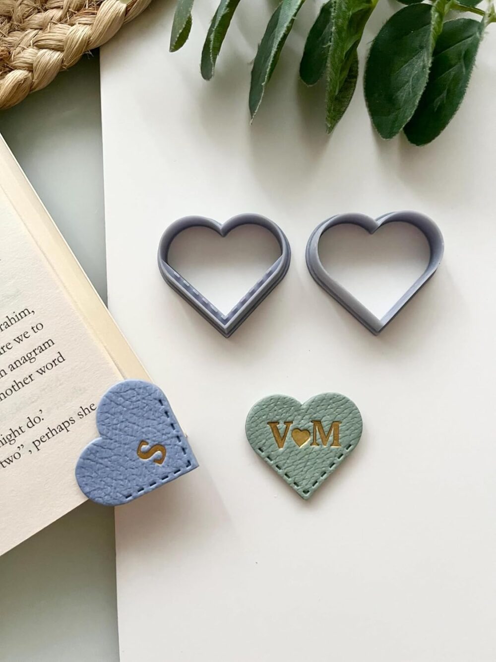 Heart Corner Bookmarks Polymer Clay Embossed Cutter, Heart Shape, 4.0 cm, Multicolor