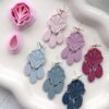 Feyre Duo Dangle Clay Cutter, Polymer Clay Earring Cutters, Floral Fan Design