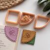 Lace Bee Corner Bookmark Polymer Clay Embossed Cutters, 3 Pieces, Standard Size 4cm, Multicolor
