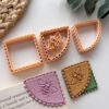 Lace Bee Corner Bookmark Polymer Clay Embossed Cutters, 3 Pieces, Standard Size 4cm, Multicolor