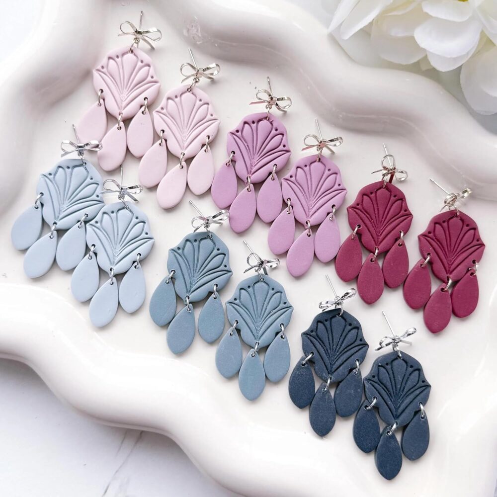 Feyre Duo Dangle Clay Cutter, Polymer Clay Earring Cutters, Floral Fan Design