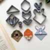 Animal Corner Bookmark Polymer Clay Embossed Cutter Set, Fox, Bunny and Dog Designs, 4 cm, 8pcs Set Multicolor