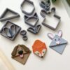 Animal Corner Bookmark Polymer Clay Embossed Cutter Set, Fox, Bunny and Dog Designs, 4 cm, 8pcs Set Multicolor