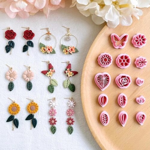 Spring Polymer Clay Cutters, Flower and Leaf Shapes for Clay Jewellery