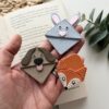 Animal Corner Bookmark Polymer Clay Embossed Cutter Set, Fox, Bunny and Dog Designs, 4 cm, 8pcs Set Multicolor