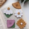 3D ORIGINS Floral Spring Corner Bookmark Bundle, Polymer Clay Embossed Cutters, Daisy and Bee Designs, 4cm, 8 Piece Set