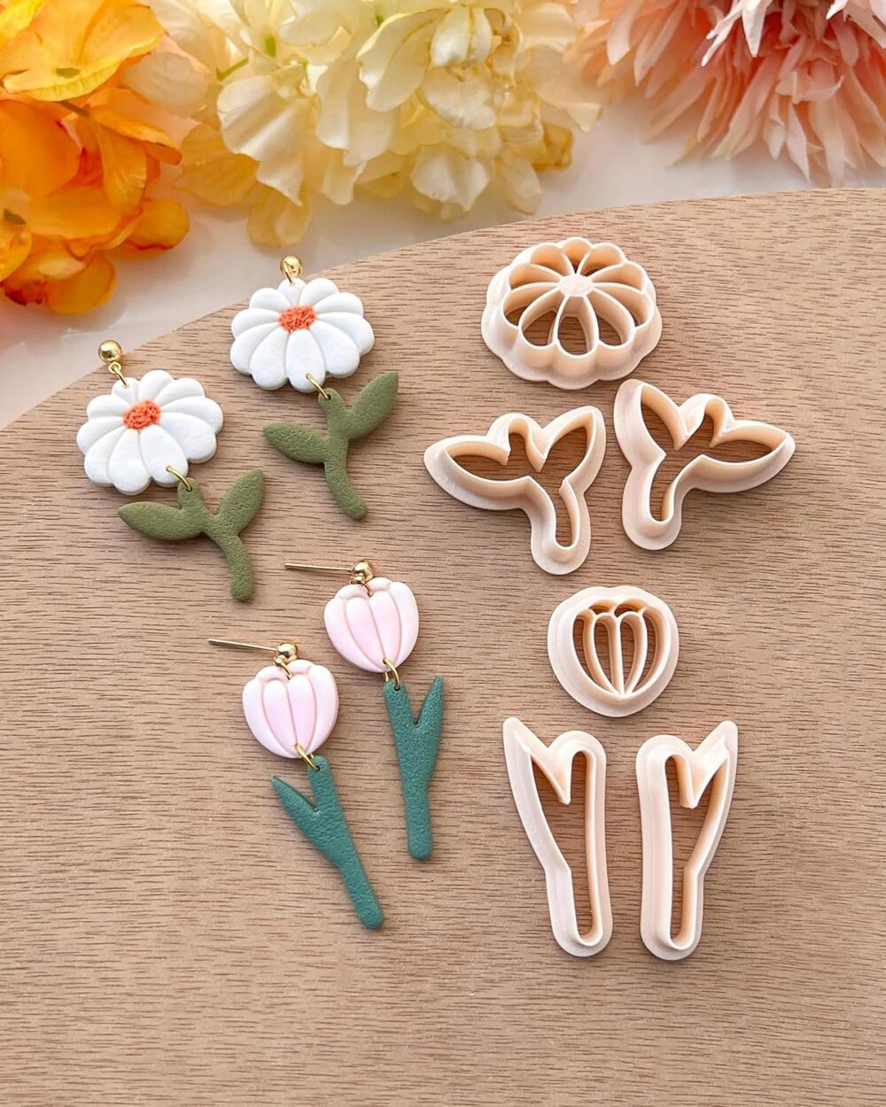 Spring Flower Leaf Polymer Clay Cutters, Floral Clay Earring Cutter