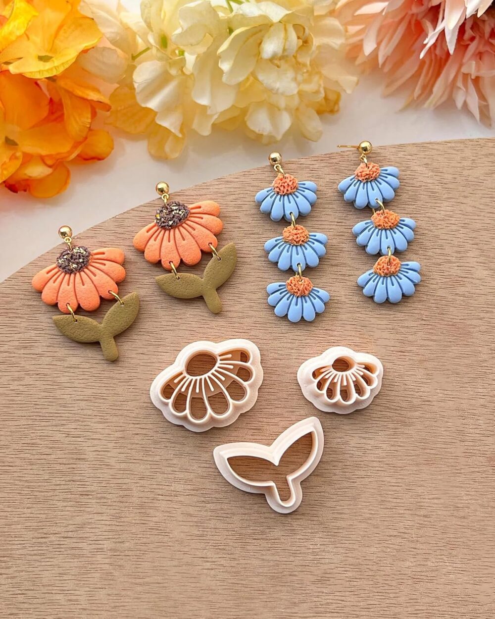 Spring Flower Leaf Polymer Clay Cutters, Floral Clay Earring Cutter