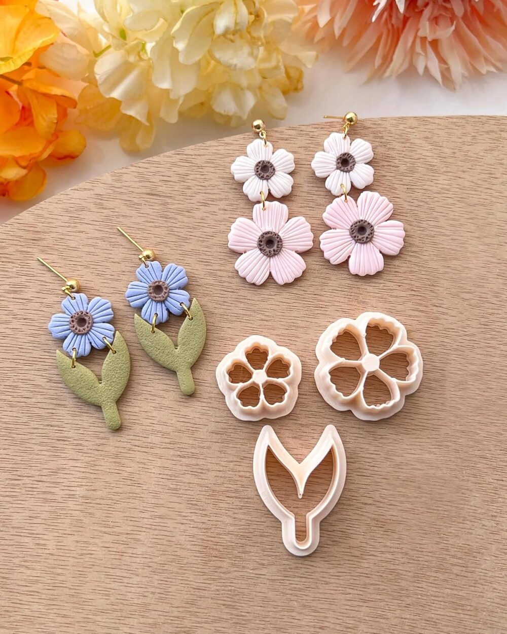 Spring Flower Leaf Polymer Clay Cutters, Floral Clay Earring Cutter