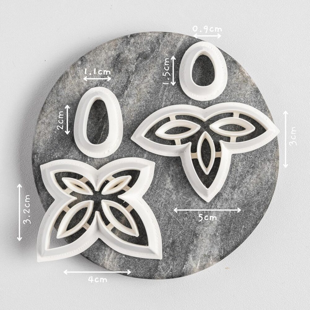 Elegant Embossed Floral Dangle Polymer Clay Earring Cutters