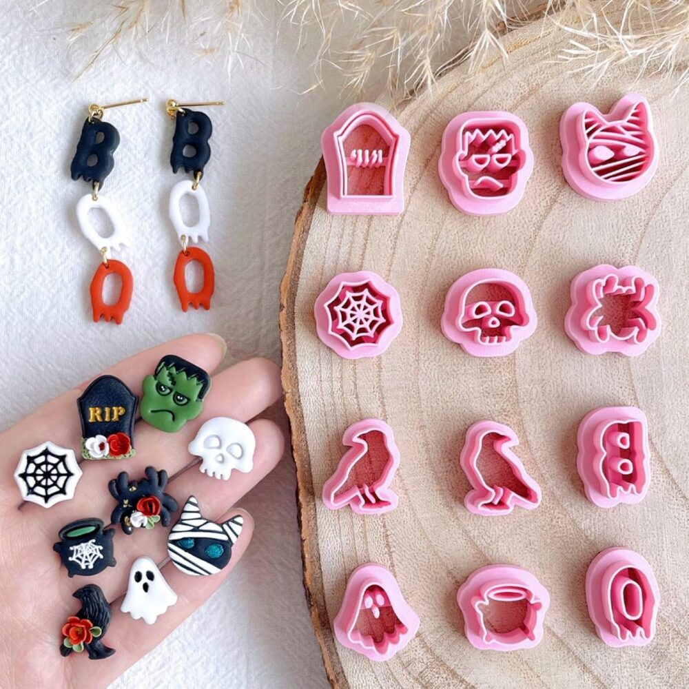 MAIN IMAGE Halloween Clay Cutters Set, 12 Designs with Spooky Patterns