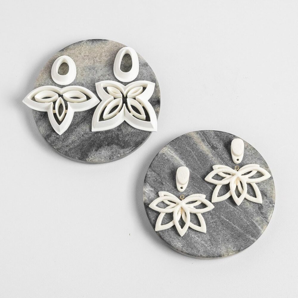 Elegant Embossed Floral Dangle Polymer Clay Earring Cutters