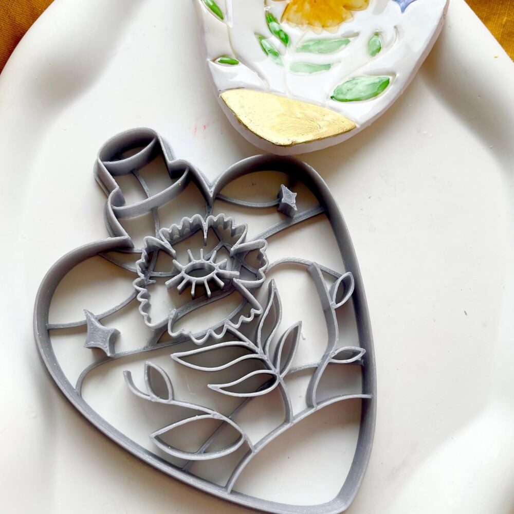 Trinket Dish Cutters, (Flower Print On Perfume Bottle)