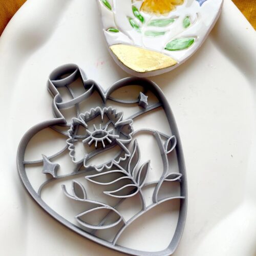 Trinket Dish Cutters, (Flower Print On Perfume Bottle)