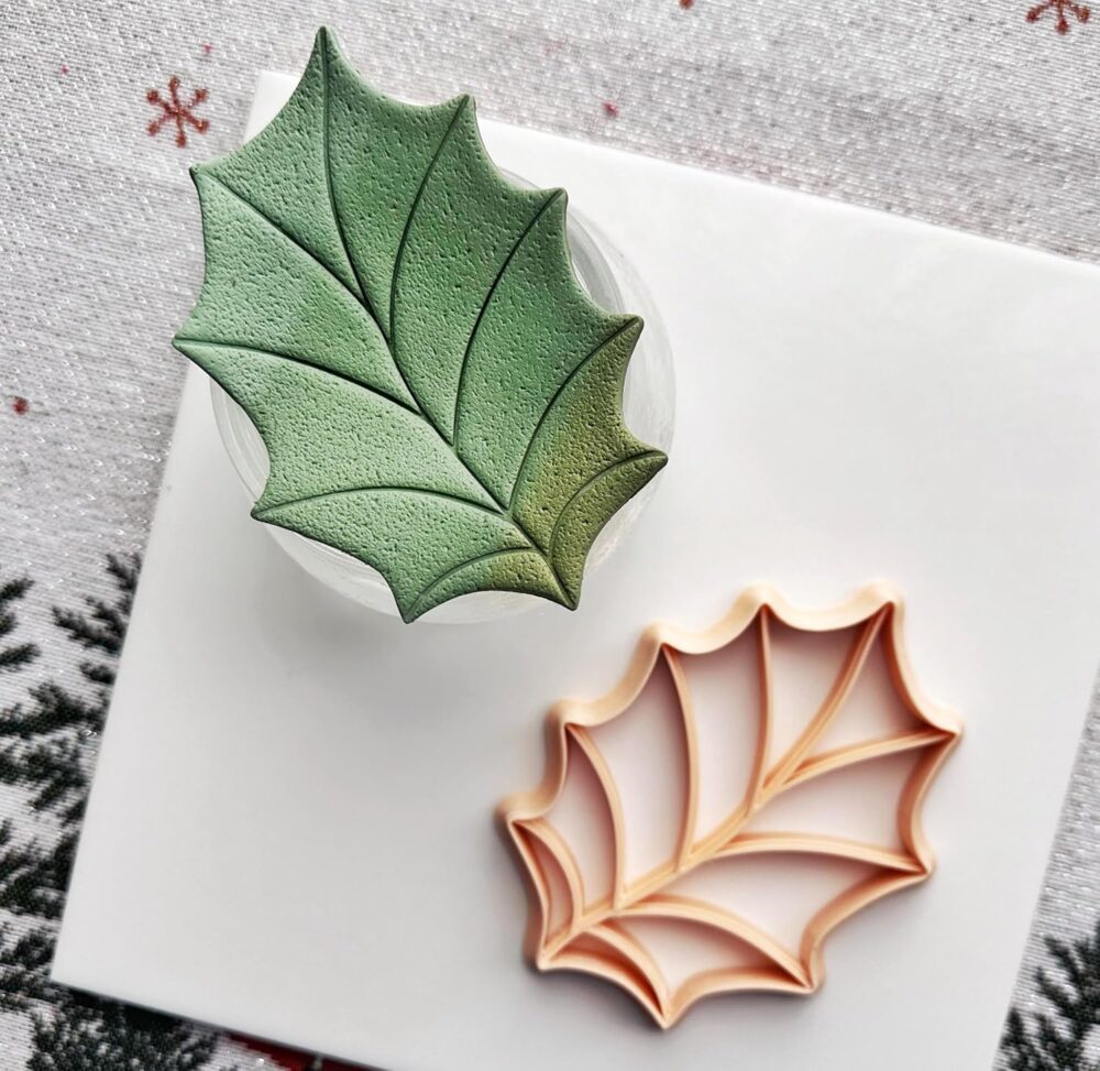 MAIN IMAGE Christmas Holly Leaf Trinket Dish Clay Cutter, Ring Dish Clay Cutter, JWELLERY Dish Clay Cutter. Home Decor, Fridge Magnet, DIY KIT.