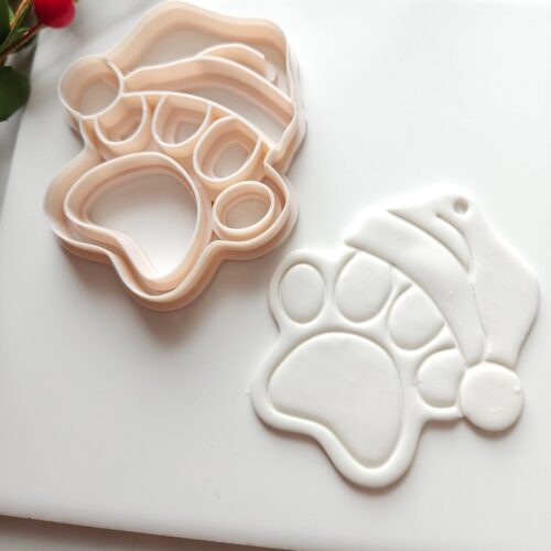 Santa Cap Dog PAW, Trinket Dish Clay Cutter, Ring Dish Clay Cutter, JWELLERY Dish Clay Cutter. Home Decor, Fridge Magnet, DIY KIT