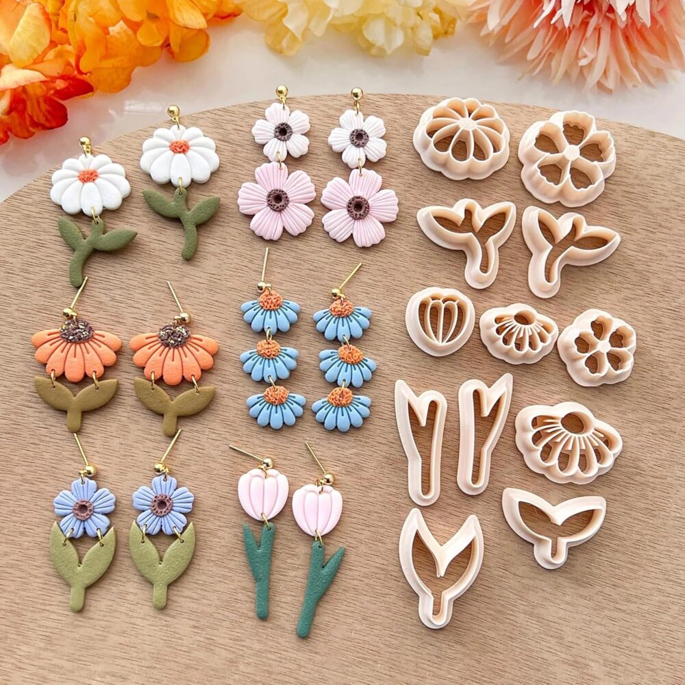 Spring Flower Leaf Polymer Clay Cutters, Floral Clay Earring Cutter