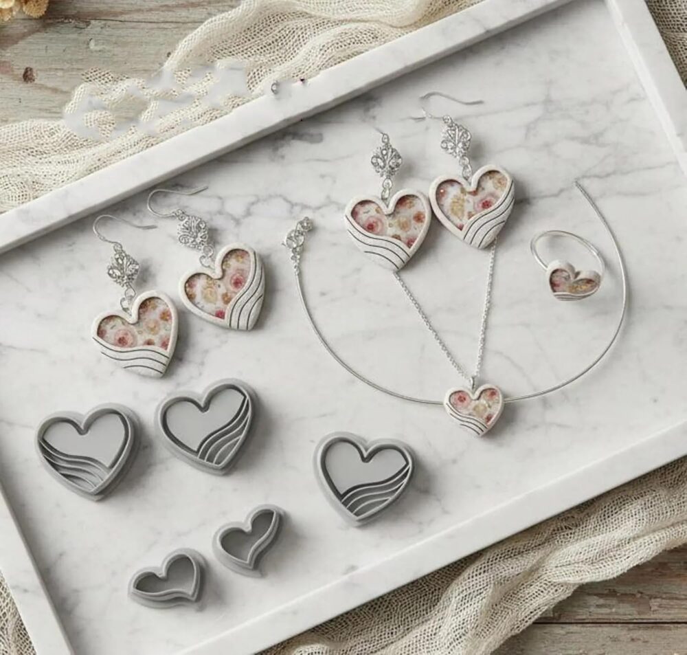 Emerging Hearts Polymer Clay Cutters, Heart Shaped Jewelry Making Tools