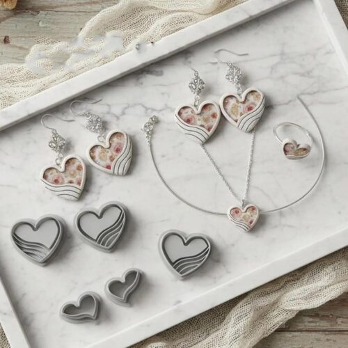 Emerging Hearts Polymer Clay Cutters, Heart Shaped Jewelry Making Tools