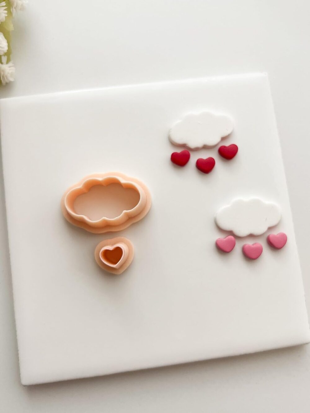 Polymer Clay Cutter | Cloud Raining Hearts