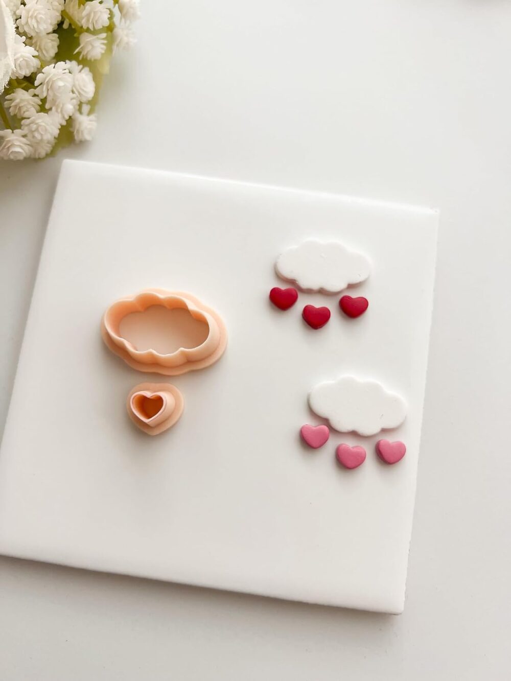 Polymer Clay Cutter | Cloud Raining Hearts