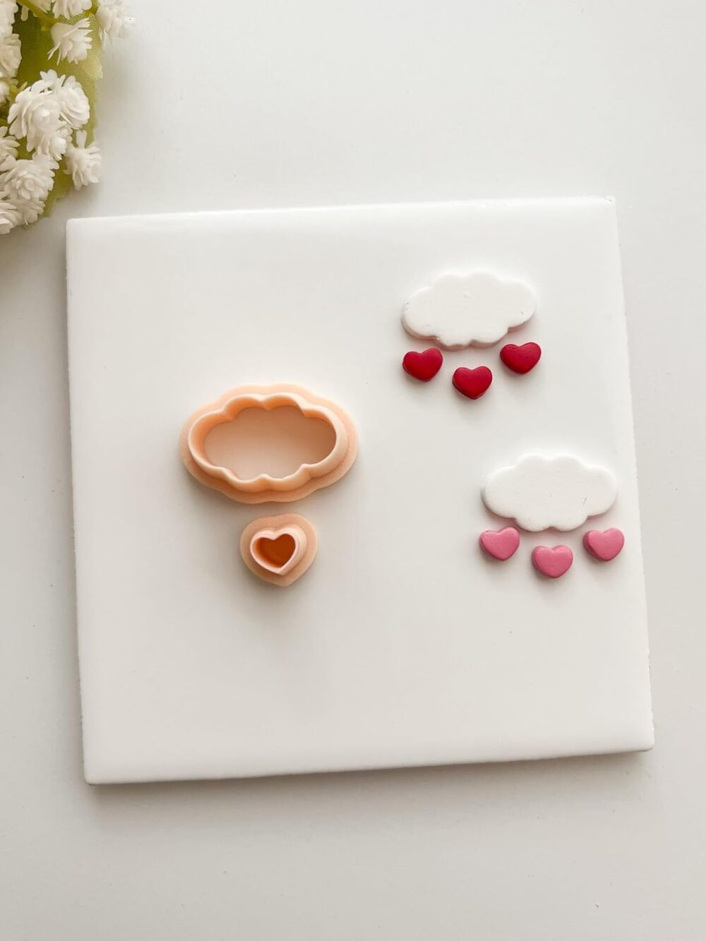 Polymer Clay Cutter | Cloud Raining Hearts