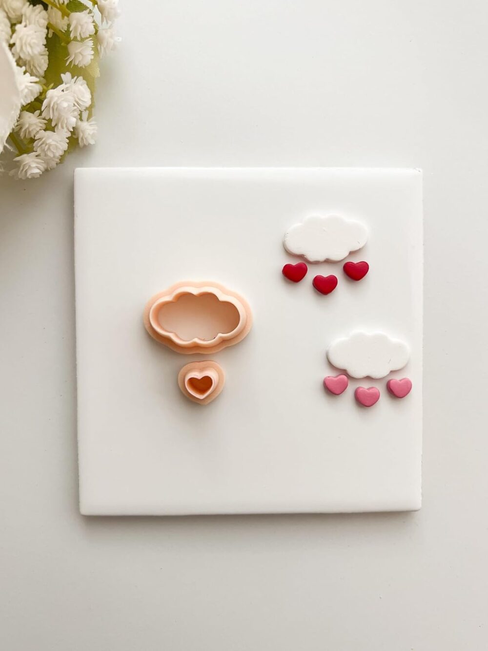 Polymer Clay Cutter | Cloud Raining Hearts