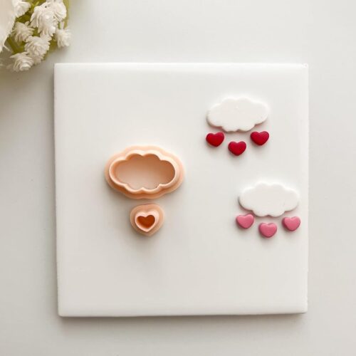 MAIN IMAGE Polymer Clay Cutter | Cloud Raining Hearts
